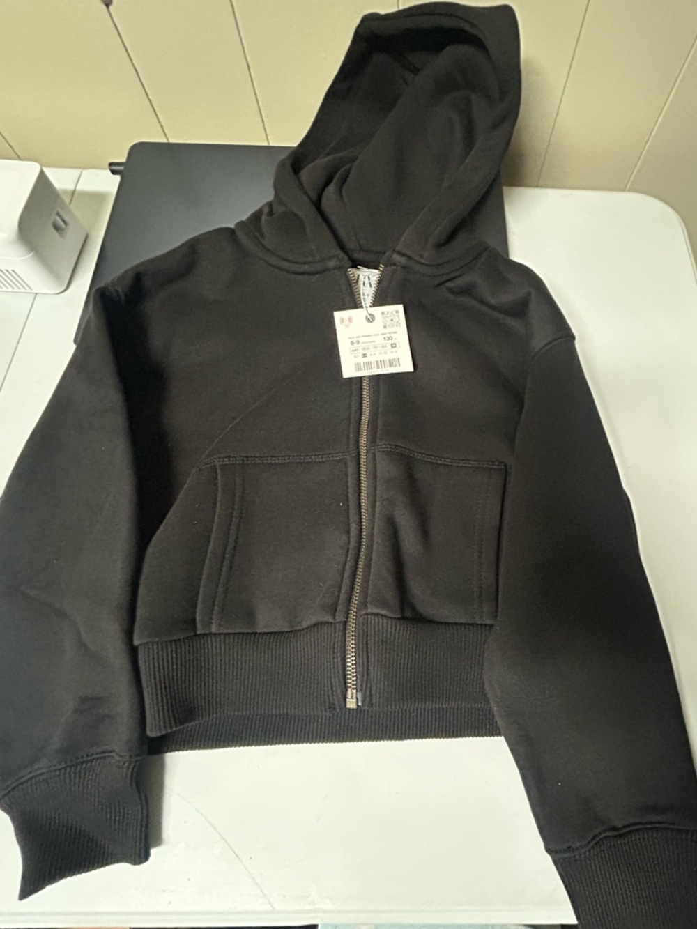 Black Zip-Up Hooded Sweatshirt